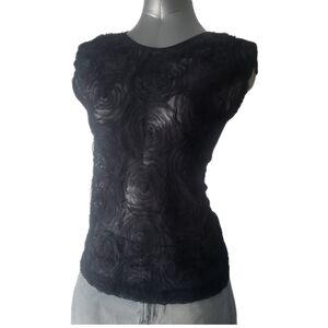 Black Floral Textured Women's Top